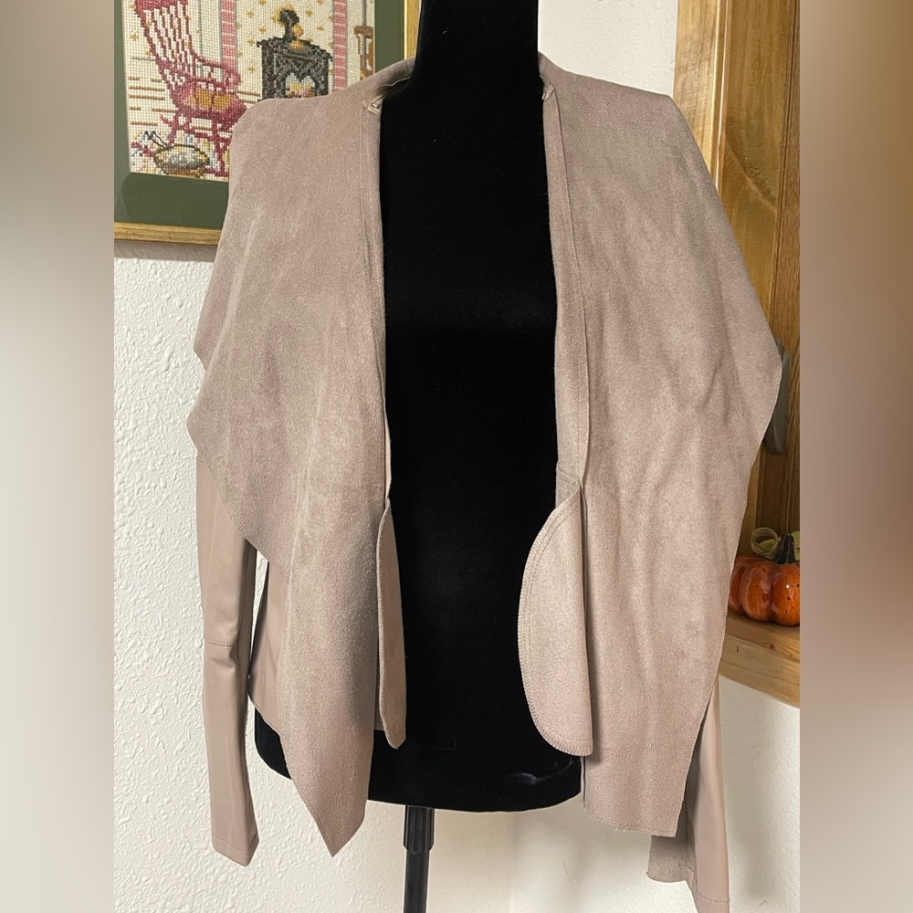 Bagatelle Drape Faux Leather & Faux Suede Jacket - Picture 2 of 9